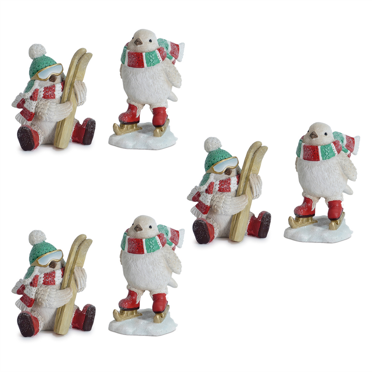 Winter Sport Bird Figurine (Set of 6) -Ship Only