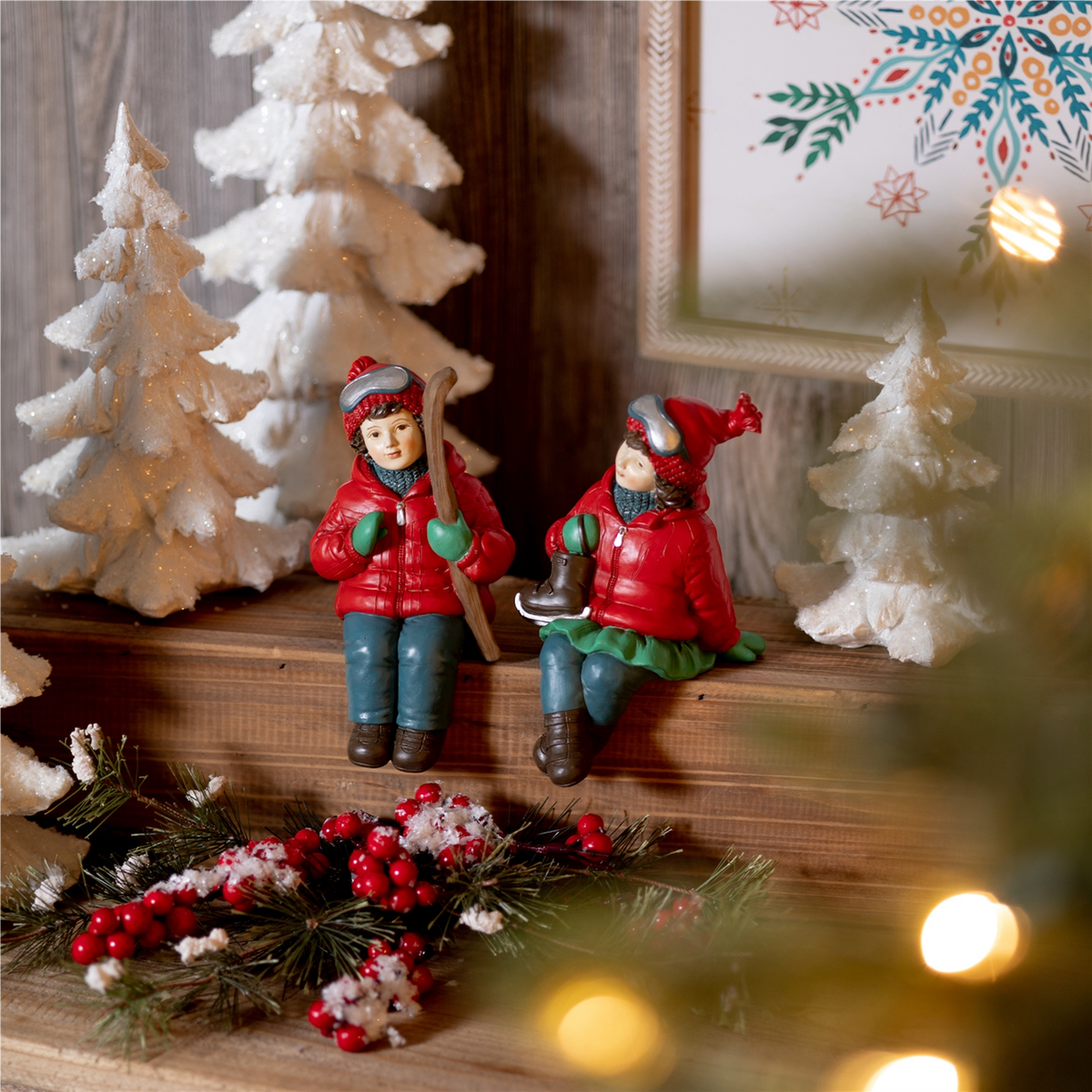 Kids w/Skis & Skates (Set of 4) 5”H Resin -Ship Only