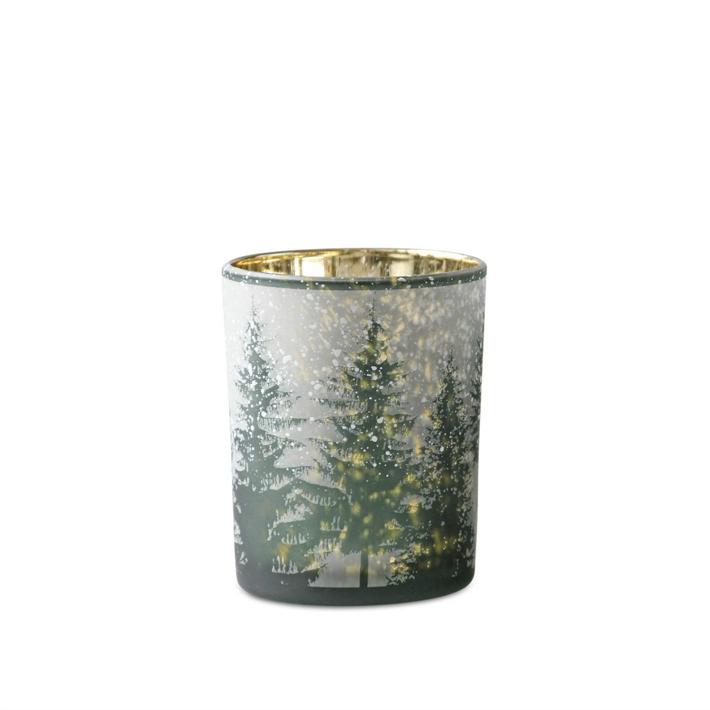 Frosted Pine Mercury Glass Candle Holder (Set of 2) -Ship Only