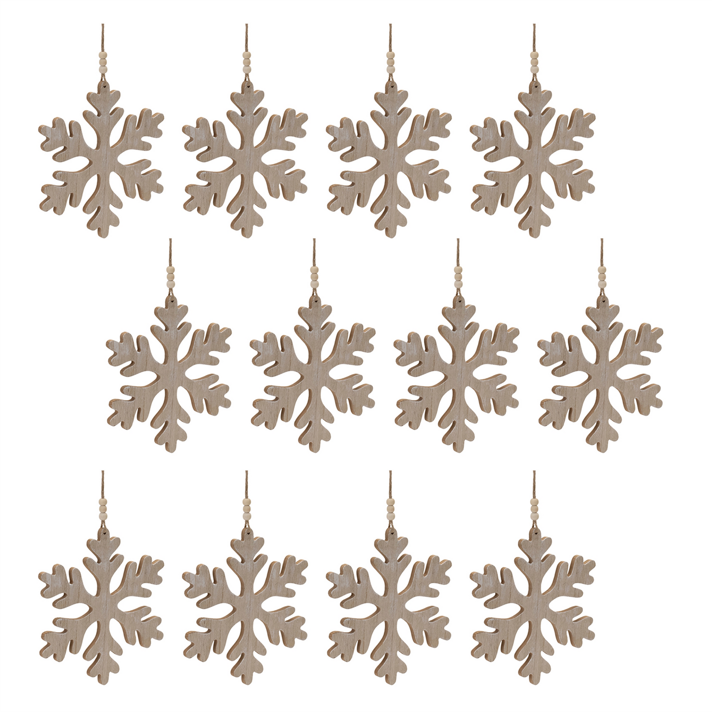 Traditional Wood Snowflake Ornament (Set of 12) -Ship Only