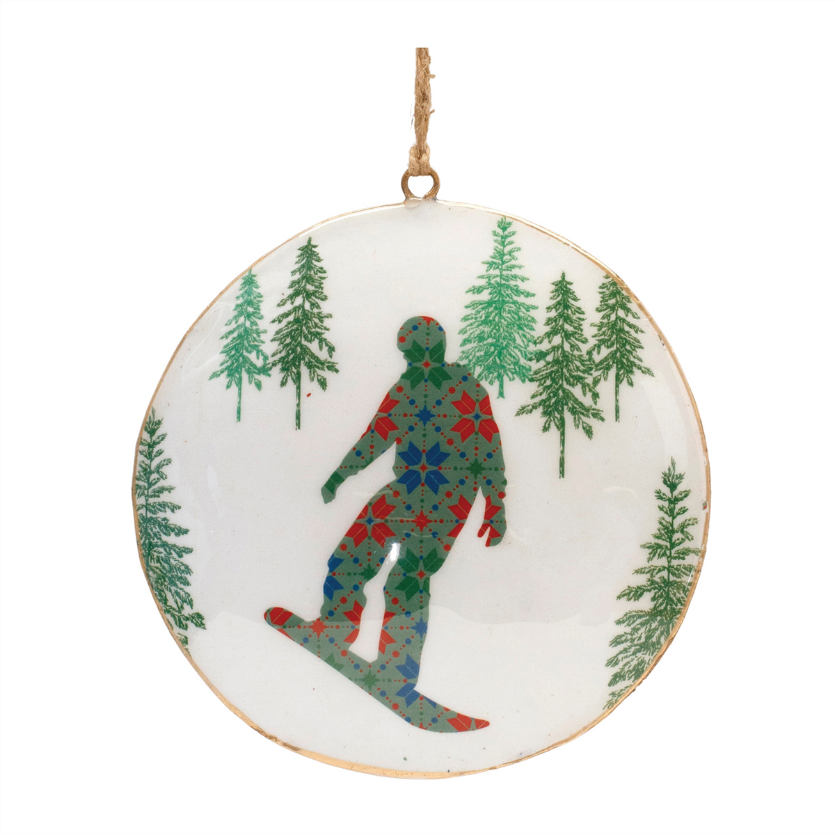 Metal Snowboard Forest Disc Ornament (Set of 6) -Ship Only