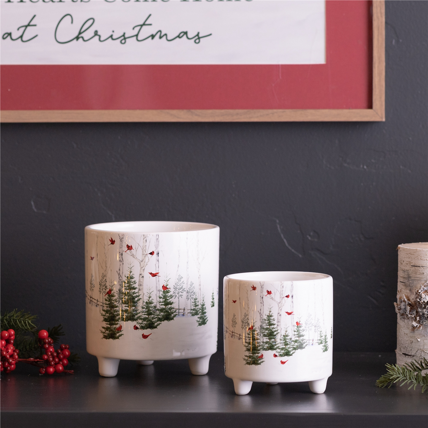 Winter Cardinal Forest Planter (Set of 2) -Ship Only