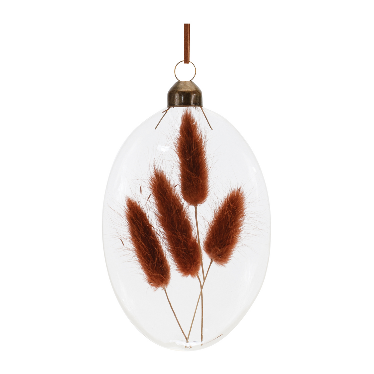Burgandy Dried Floral Glass Ornament (Set of 12) -Ship Only