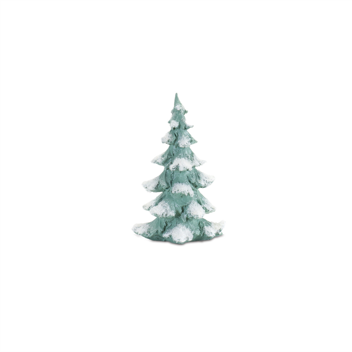 Flocked Seafoam Pine Tree with Carved Design (Set of 4) -Ship Only
