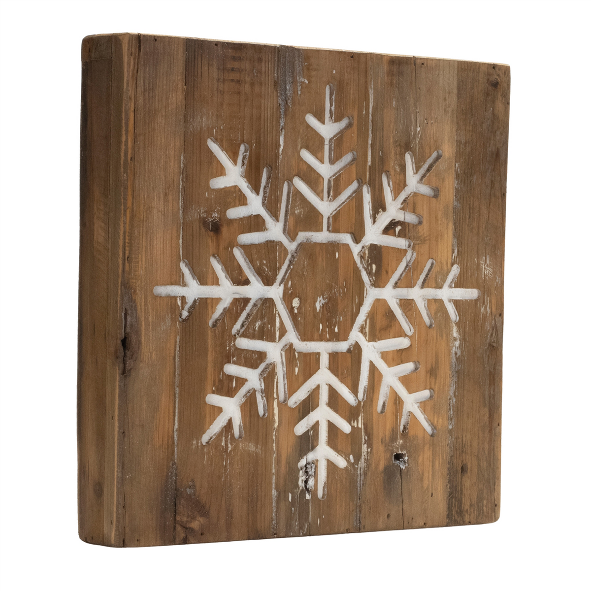 Snowflake and Tree Block (Set of 2) 11.5”SQ Wood -Ship Only
