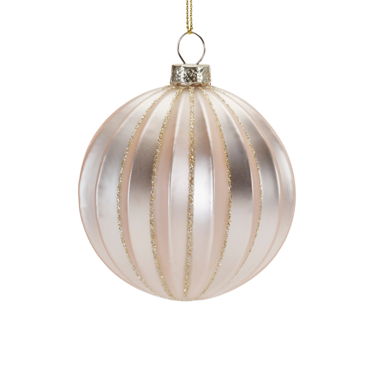 Metallic Ribbed Glass Ball Ornament (Set of 6) -Ship Only