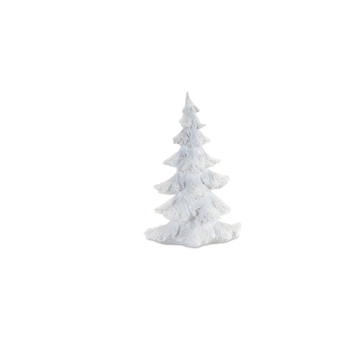 Flocked White Pine Tree with Carved Design (Set of 4) -Ship Only