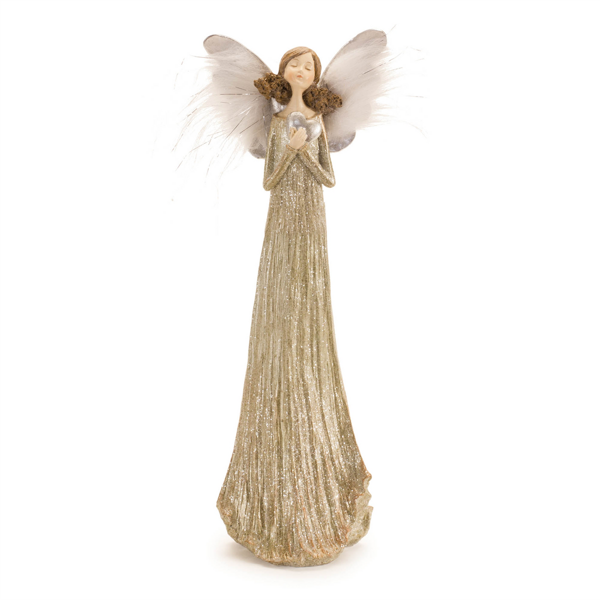Glittered Angel with Feather Wings (Set of 2) -Ship Only