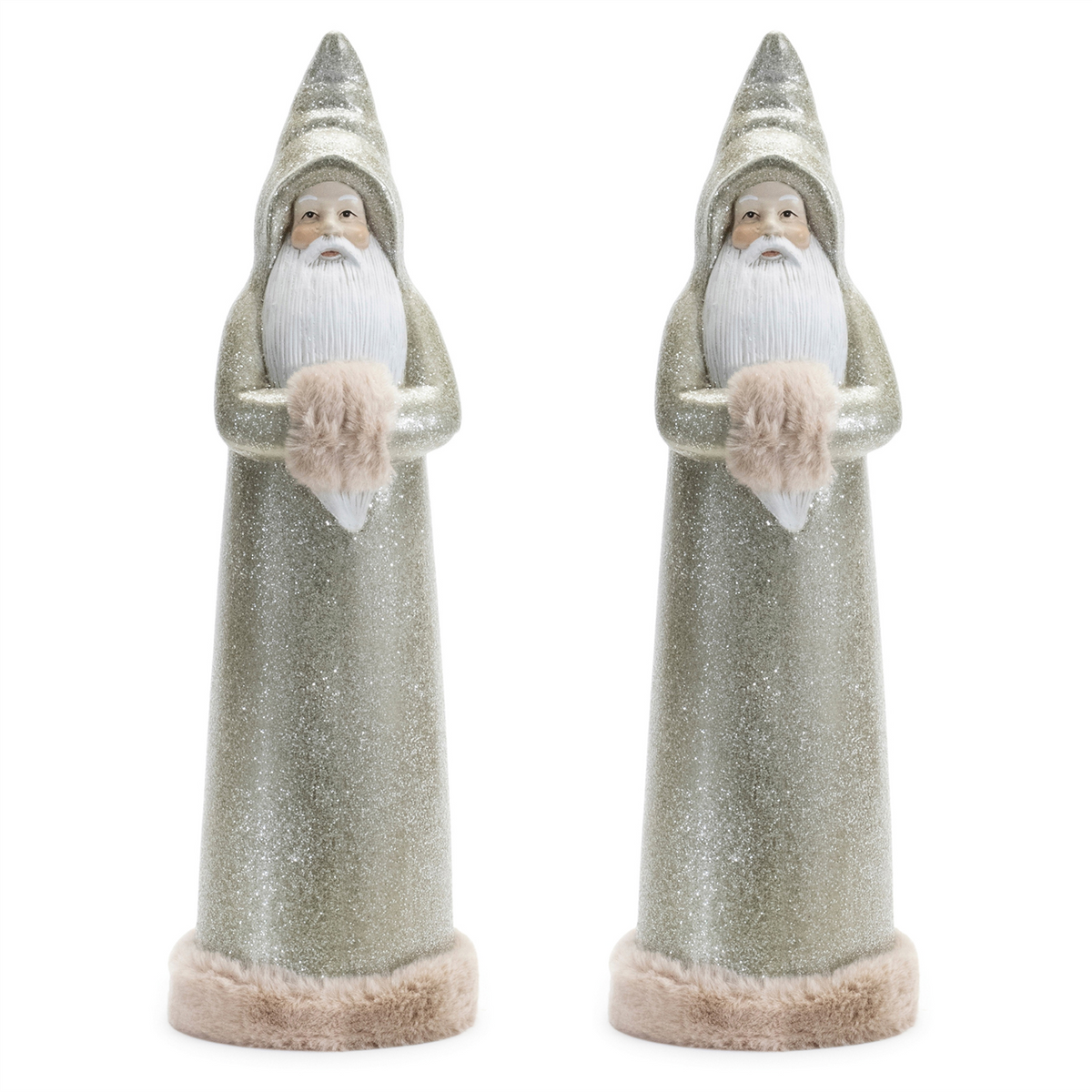 Glittered Sage Santa Statue (Set of 2) -Ship Only