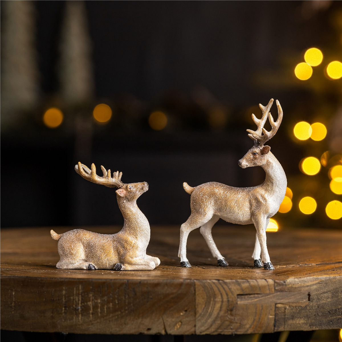 Mini Glittered Holiday Deer Figurine (Set of 6) -Ship Only
