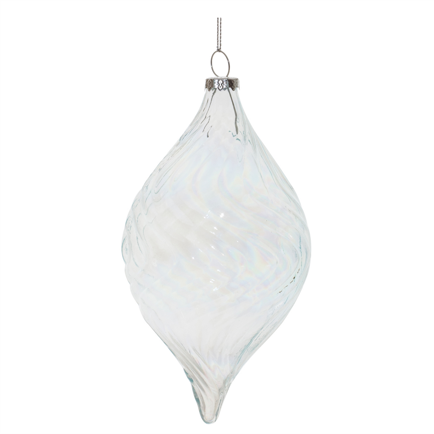 Clear Wavy Glass Ornament (Set of 6) -Ship Only