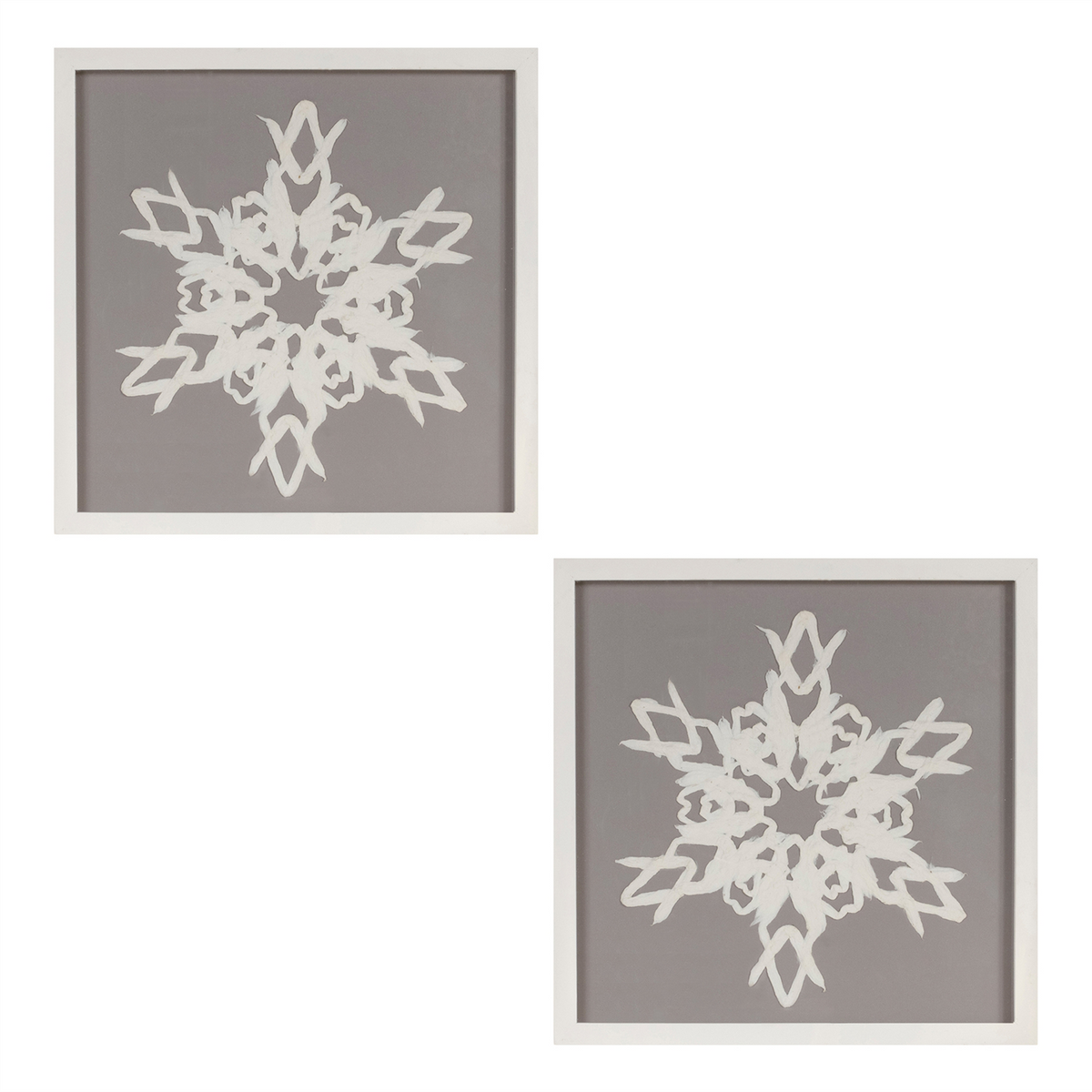 Framed Paper Mache Snowflake Plaque (Set of 2) -Ship Only