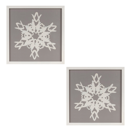 Framed Paper Mache Snowflake Plaque (Set of 2) -Ship Only