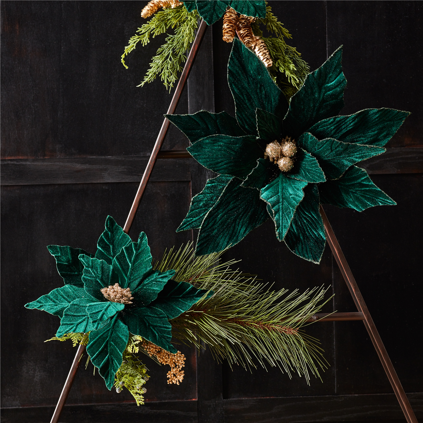 Forest Green Poinsettia Stem (Set of 6) -Ship Only