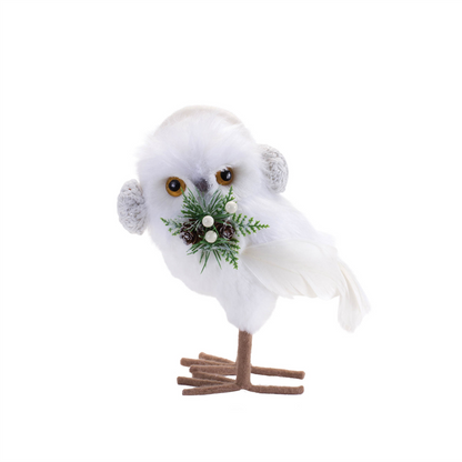 Winter Owl (Set of 3) 7.5"H, 7.75"H, 10"H Foam/Polyester