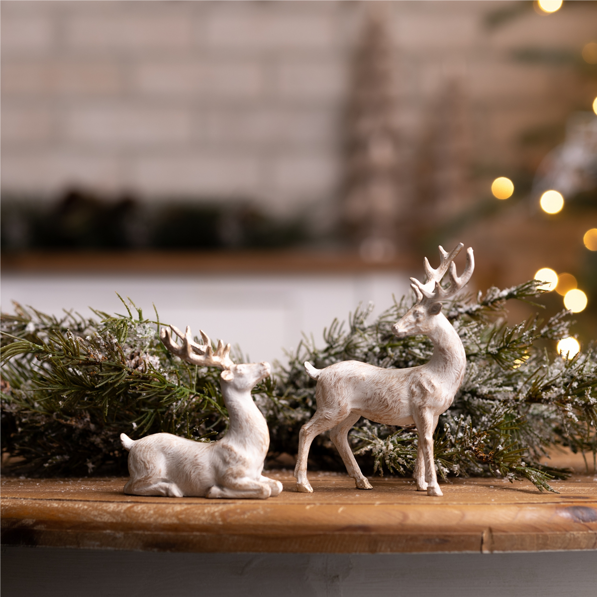 Brushed Gold Holiday Deer Figurine (Set of 6) -Ship Only
