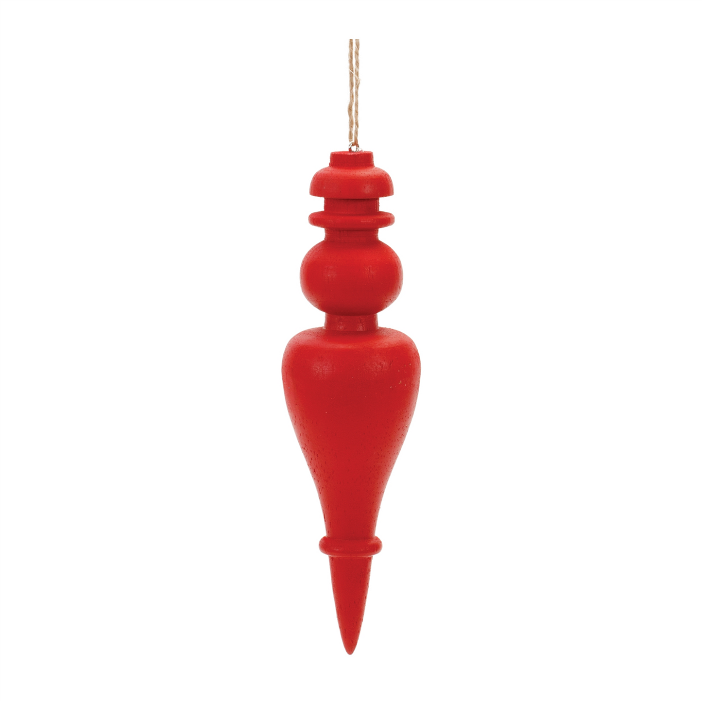 Red Wood Finial Drop Ornament (Set of 6) -Ship Only