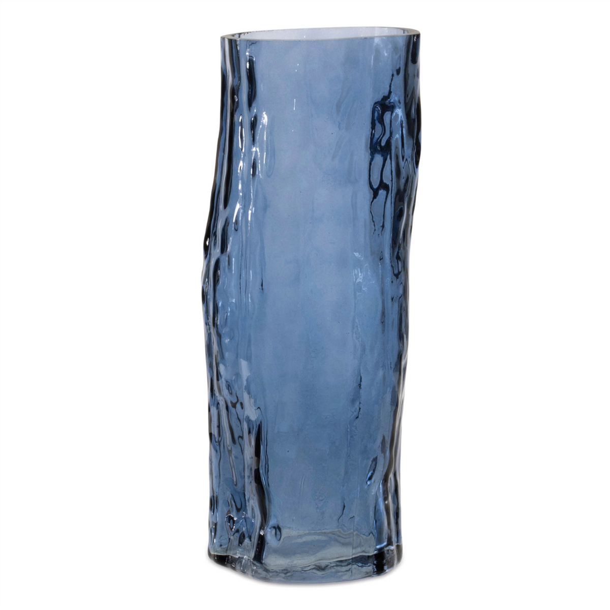 Blue Wavy Glass Vase (Set of 2) -Ship Only