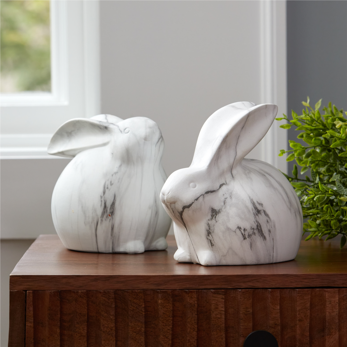 Rabbit (Set of 2) 5"H, 5.75"H Terra Cotta -Ship Only