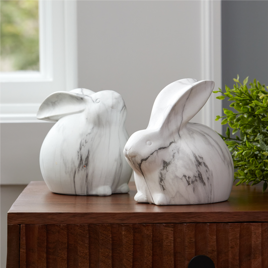 Rabbit (Set of 2) 5"H, 5.75"H Terra Cotta -Ship Only
