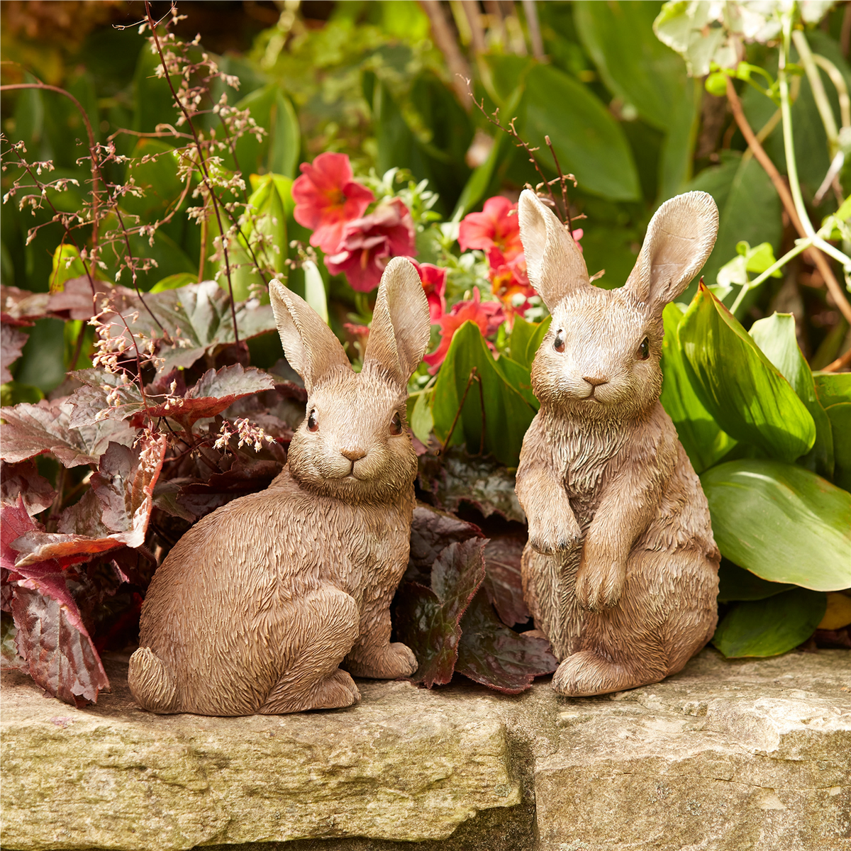 Garden Bunny Rabbit Figurine (Set of 2) -Ship Only