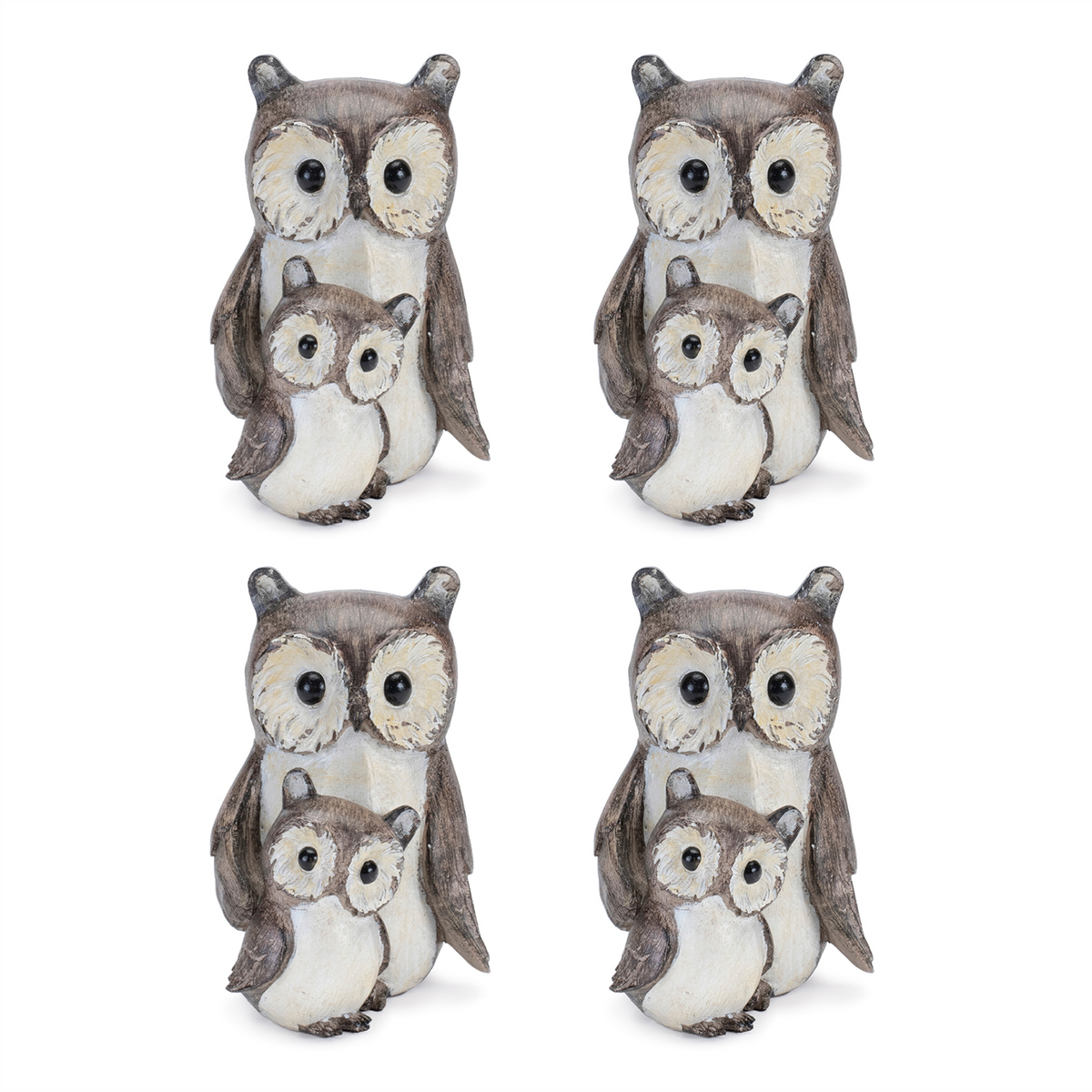 Woodland Owl with Baby Figurine (Set of 4) -Ship Only