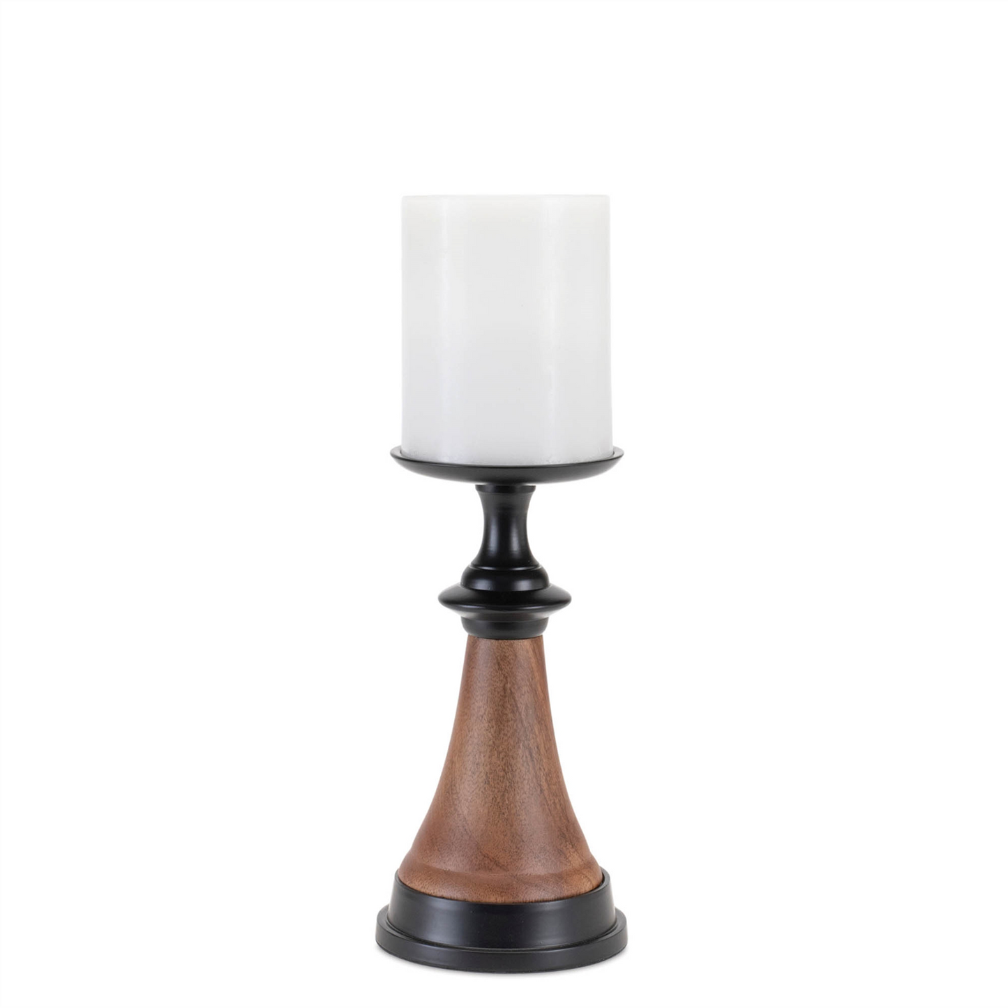 Tapered Wood and Metal Candle Holder (Set of 2) -Ship Only