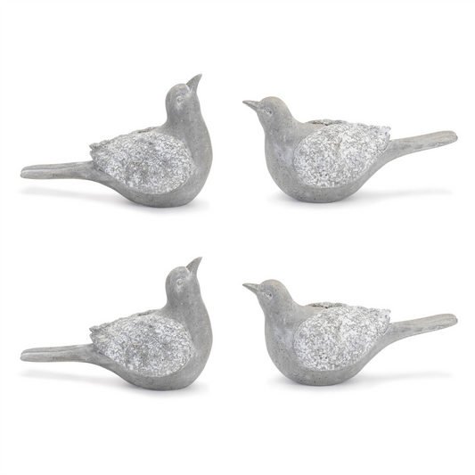 Bird (Set of 4) 5.5"L x 2.25"H, 5.75"L x 3.25"H Resin -Ship Only