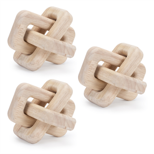 Square Linked Décor (Set of 3) 4.5"L x 3"H Wood -Ship Only