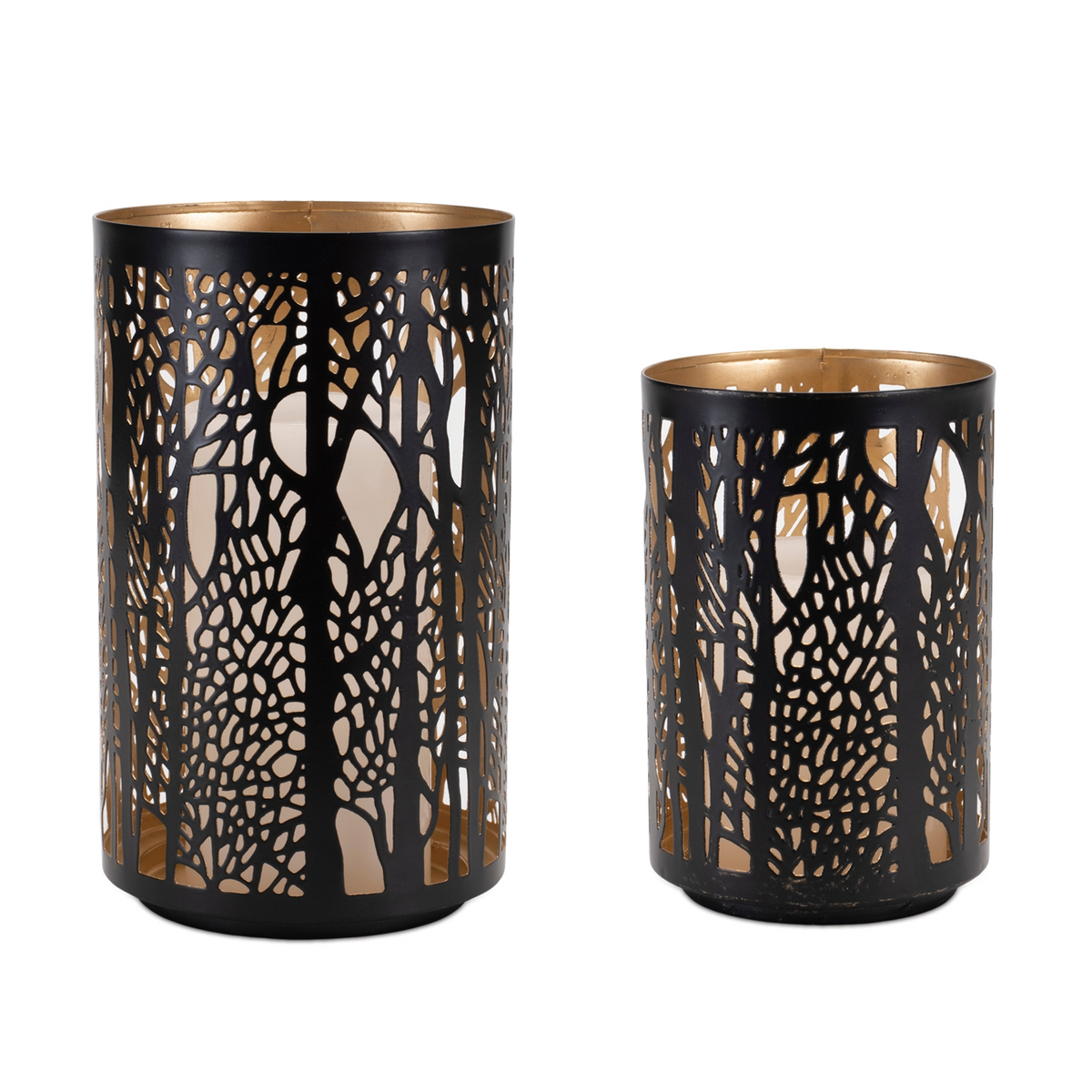 Forest Trees Punched Metal Candle Holder (Set of 2) -Ship Only