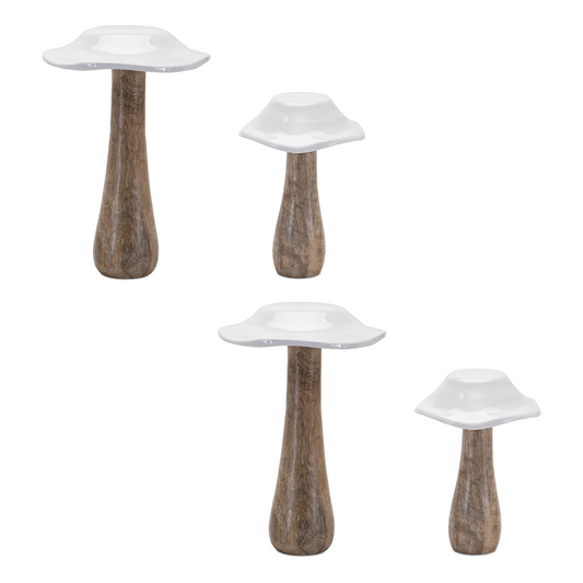 Wood Mushroom Decor (Set of 4) -Ship Only
