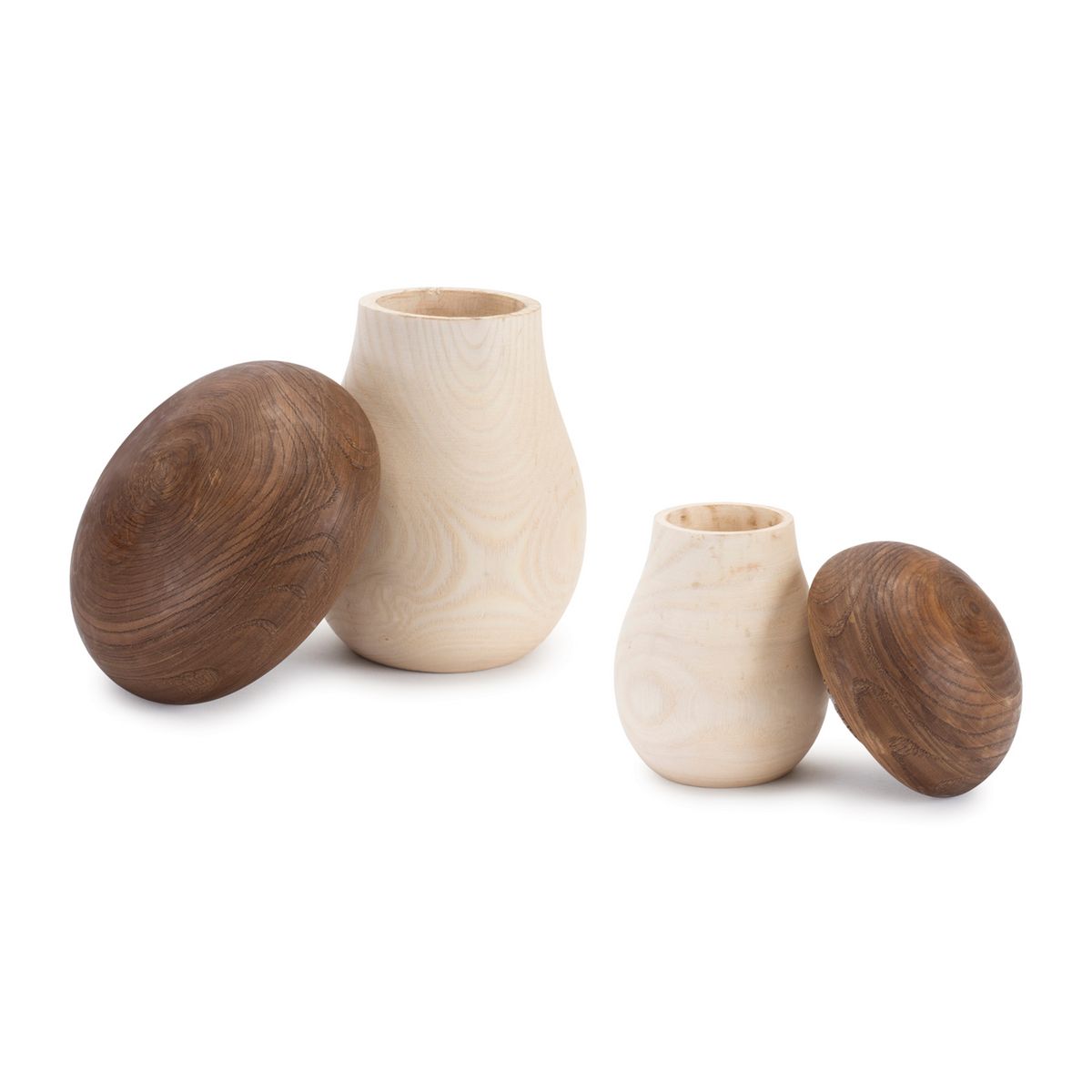 Mushroom Box (Set of 2) 5"H, 6.5"H Wood -Ship Only