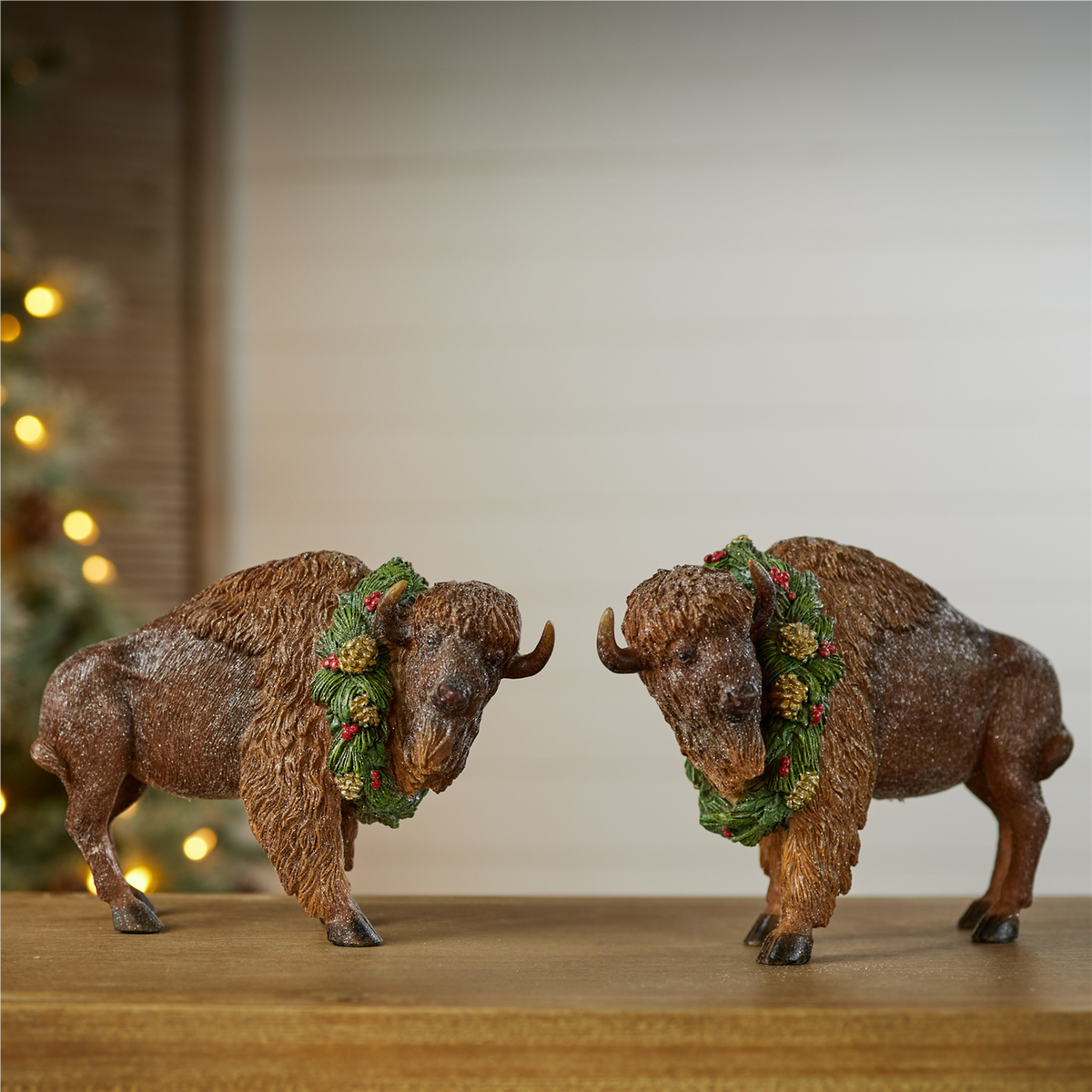 Bison (Set of 4) 8.5"L x 5.5"H Resin -Ship Only