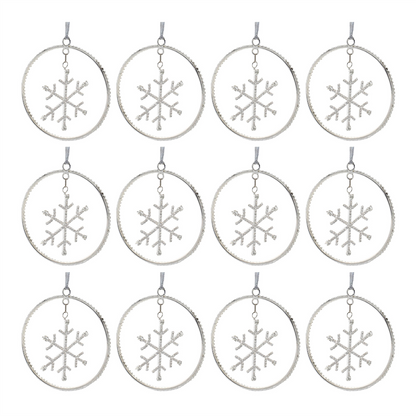 Jeweled Metal Hanging Snowflake Ornament (Set of 12)