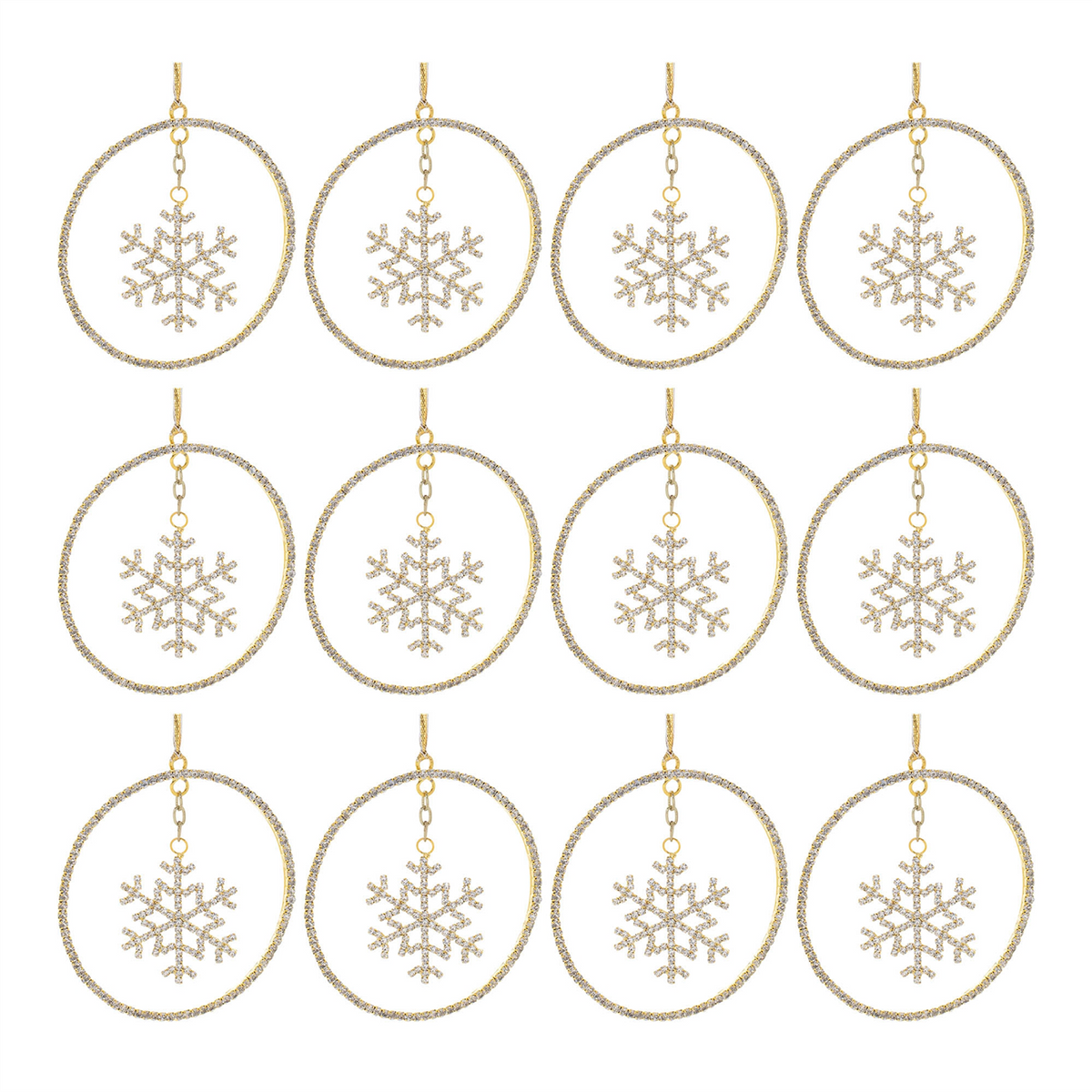 Jeweled Metal Hanging Snowflake Ornament (Set of 12)