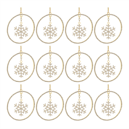 Jeweled Metal Hanging Snowflake Ornament (Set of 12)