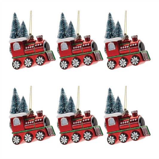 Train Ornament (Set of 6) 5”H Plastic -Ship Only