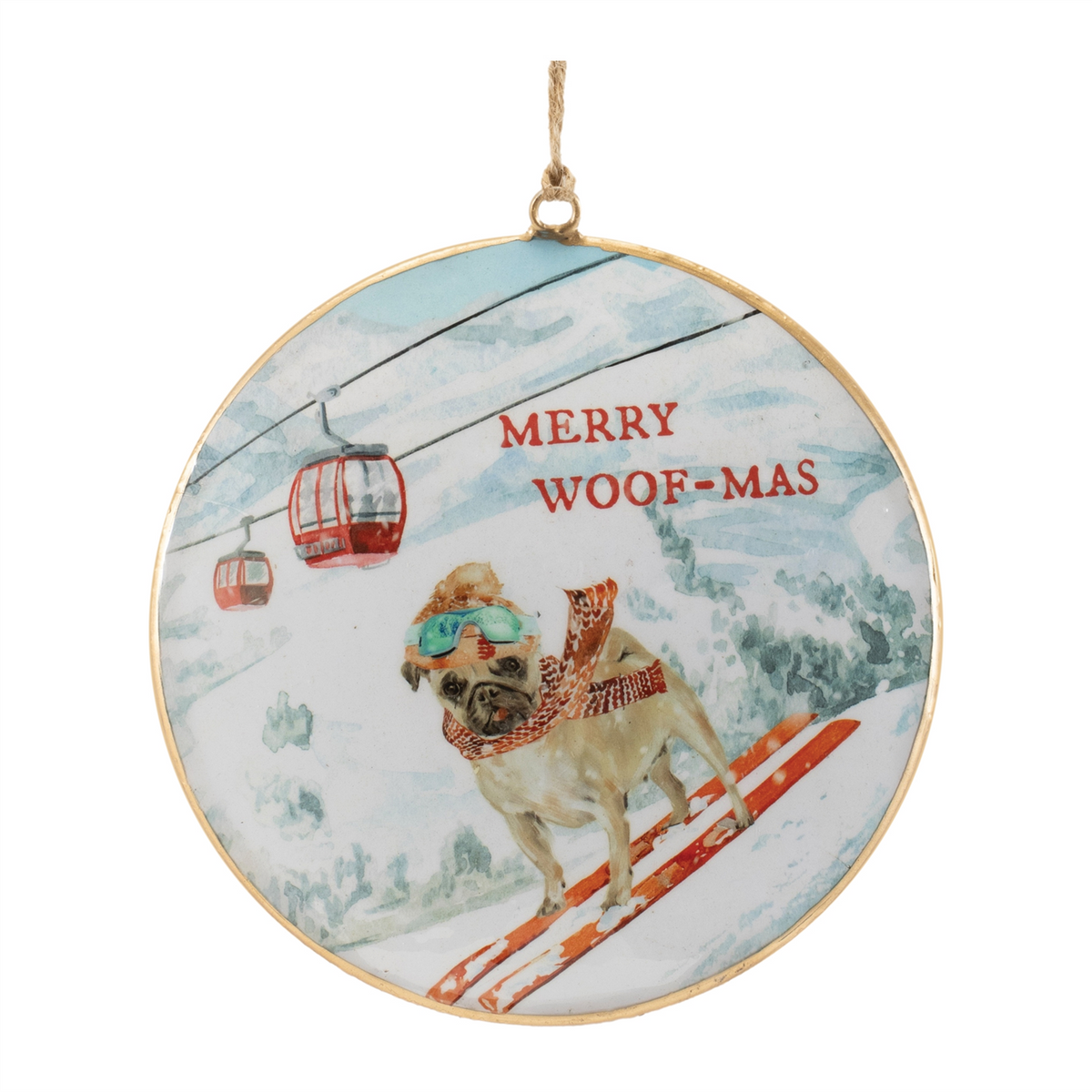 Sled and Ski Dogs Disc Ornament (Set of 6)