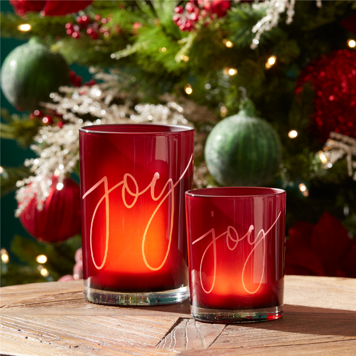 Joy Glass Votive Holder (Set of 2) -Ship Only
