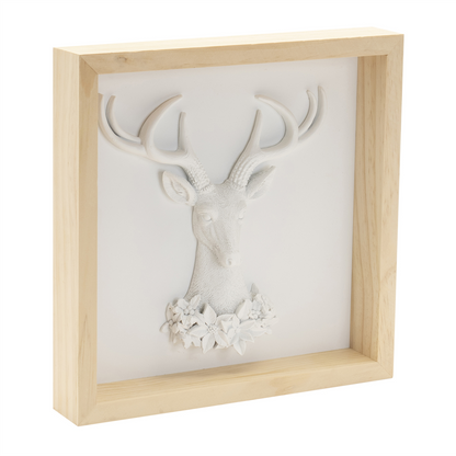 Framed Holiday Deer and Tree Artwork (Set of 2)