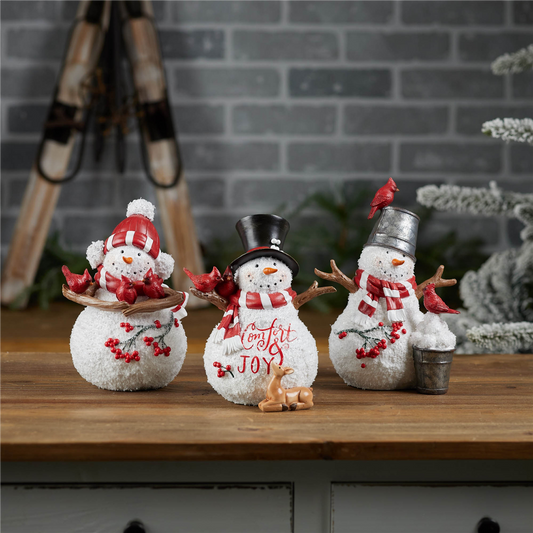 Snowman (Set of 2) 8.25"H, 8.75"H, 9.75"H Resin -Ship Only