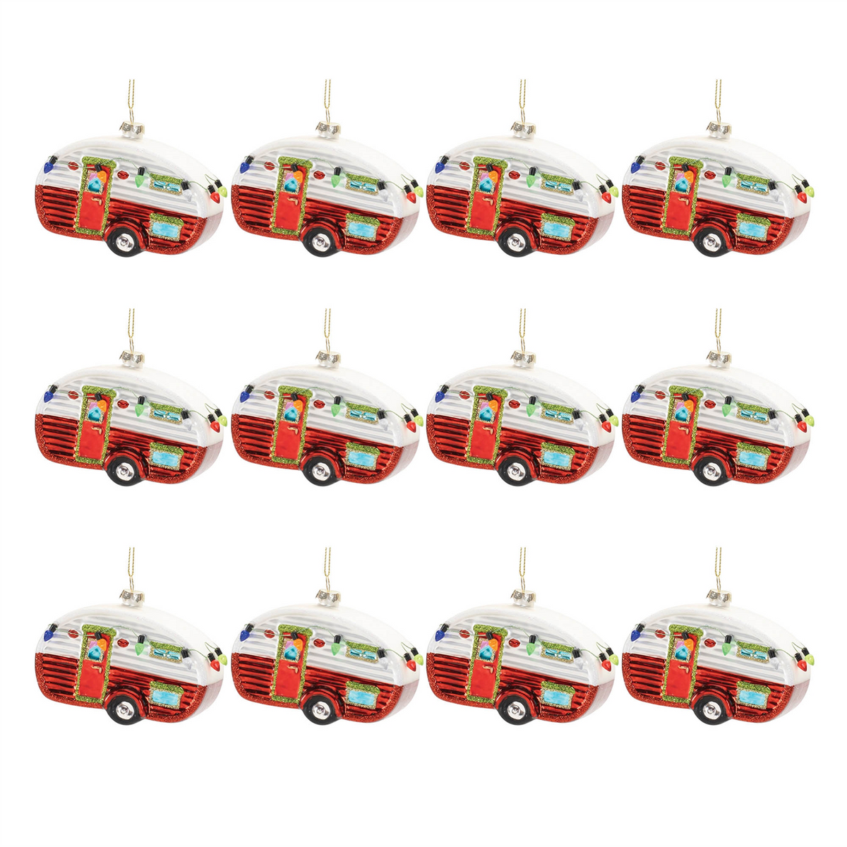 Camper Ornament (Set of 12) 3”H Glass -Ship Only