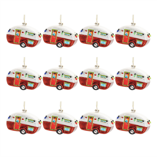 Camper Ornament (Set of 12) 3”H Glass -Ship Only