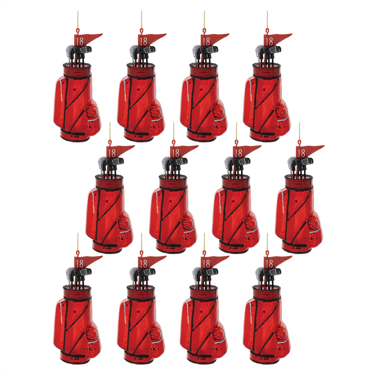 Glass Golf Bag Ornament (Set of 12)