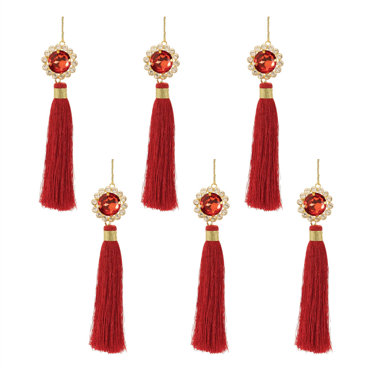 Holiday Jewel Tassle Ornament (Set of 6)