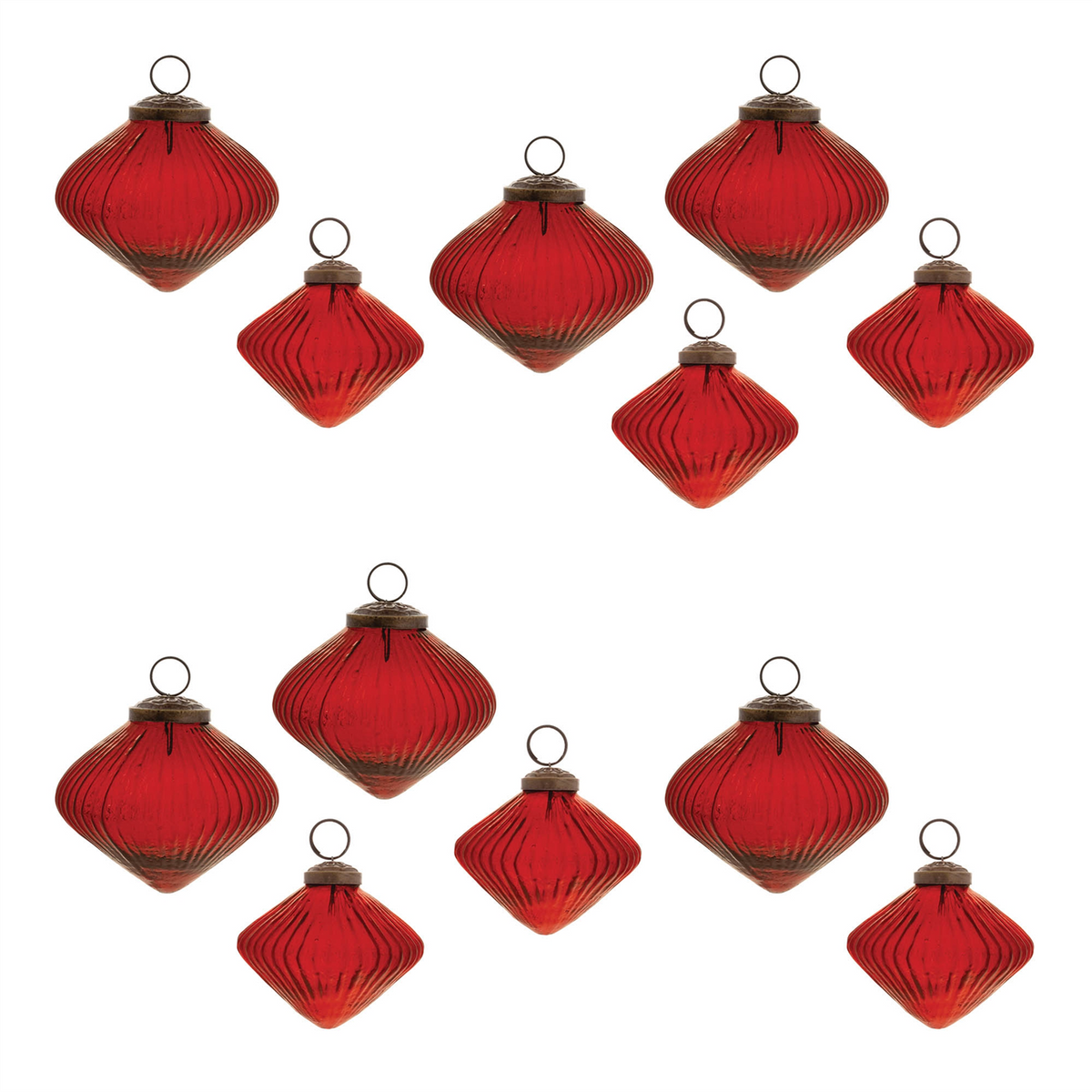 Ribbed Glass Diamond Ornament (Set of 12) -Ship Only