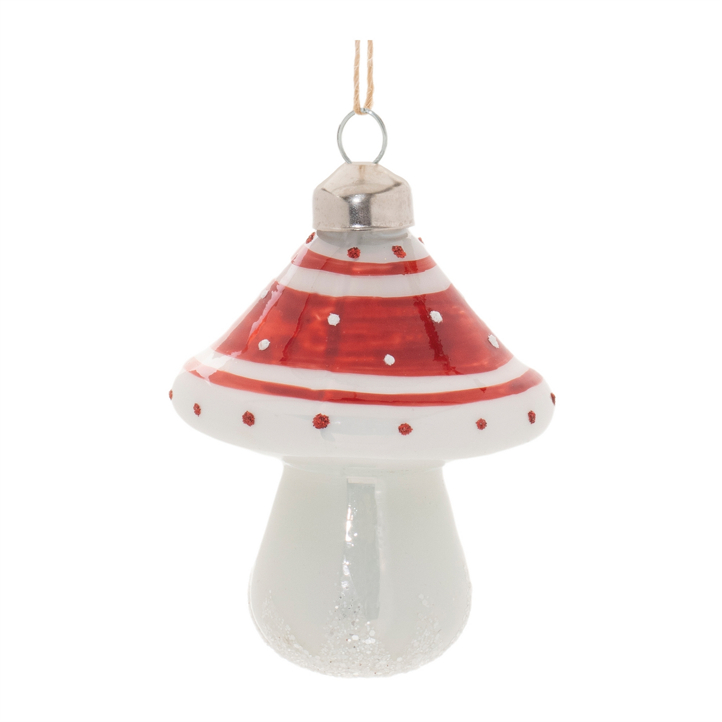 Glittered Glass Mushroom Ornament (Set of 6)