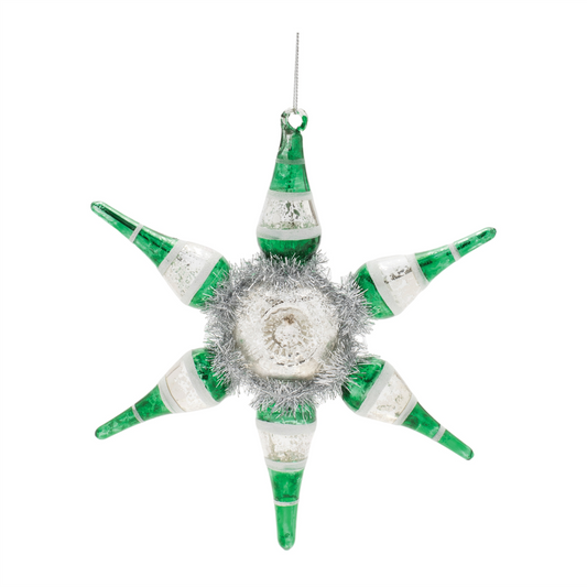 Vintage-Inspired Reflector Snowflake Ornaments – Set of 4