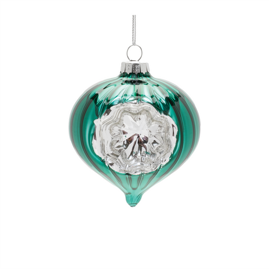 Green Glass Reflector Ornaments – Set of 12