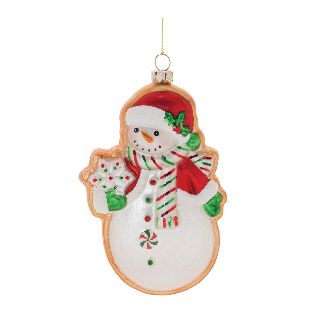 Santa and Snowman Cookie Ornament (Set of 12) 5”H Glass -Ship Only